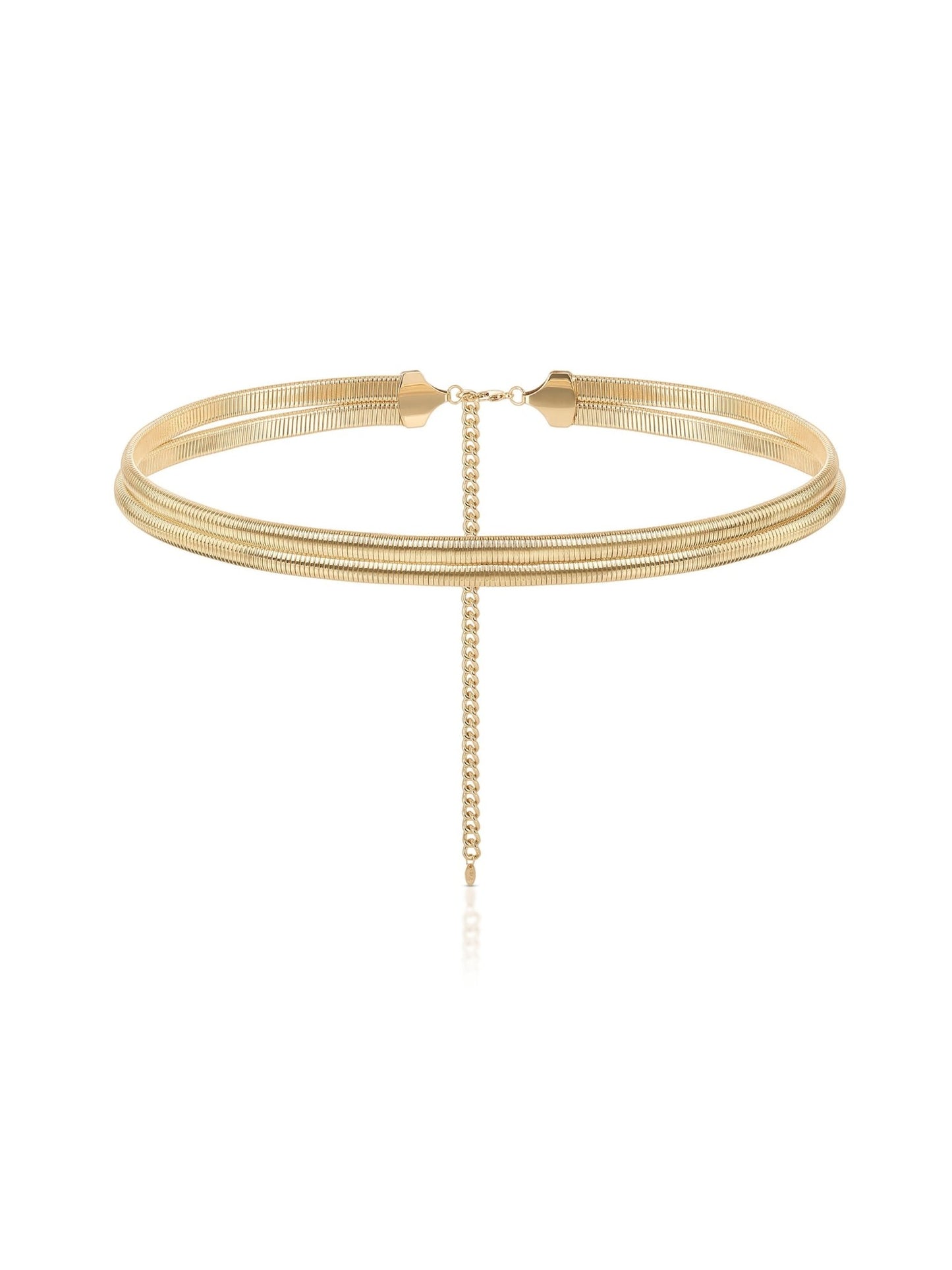 Wrap Around Flex Snake Chain Belt Gold Tone One Size