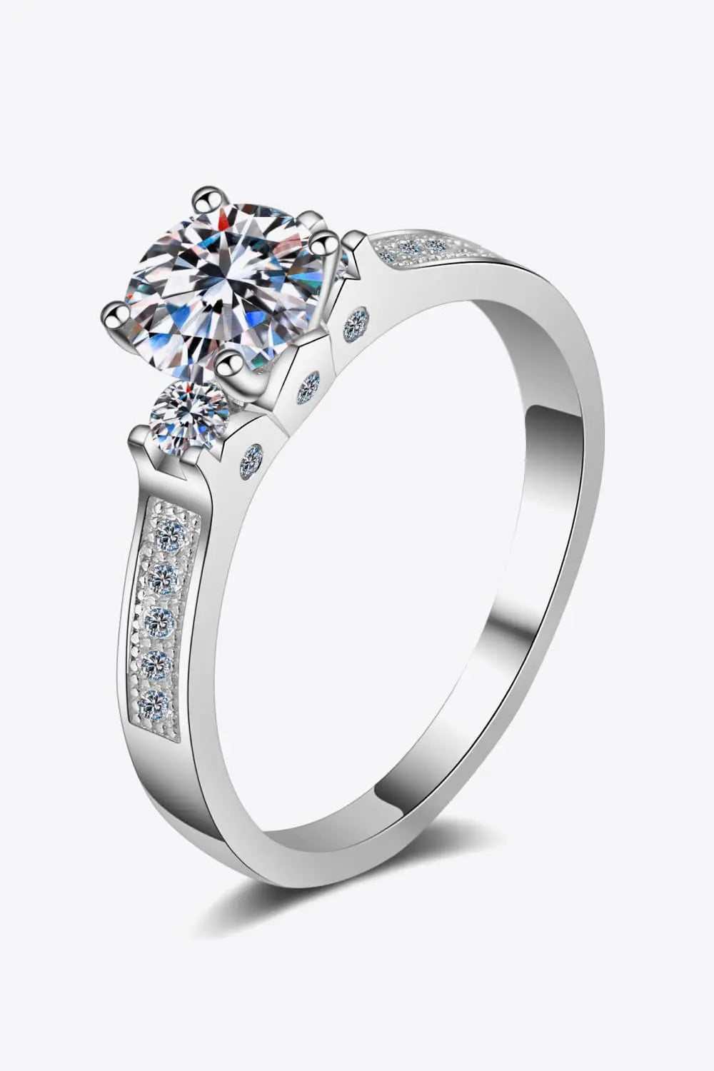 Lucky Charm Moissanite Rhodium-Plated Ring Silver