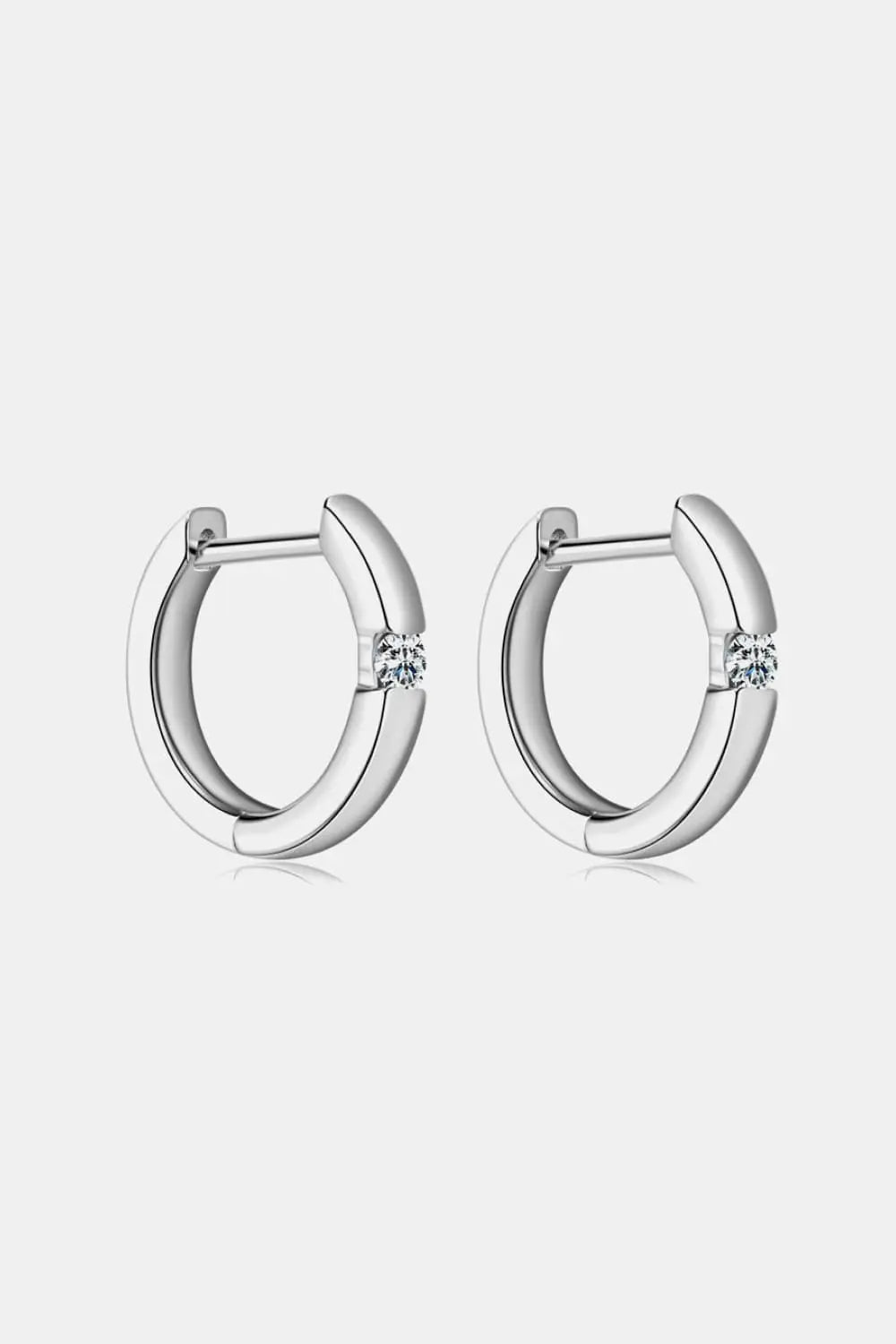 Moissanite 925 Sterling Silver Huggie Earrings Silver One Size