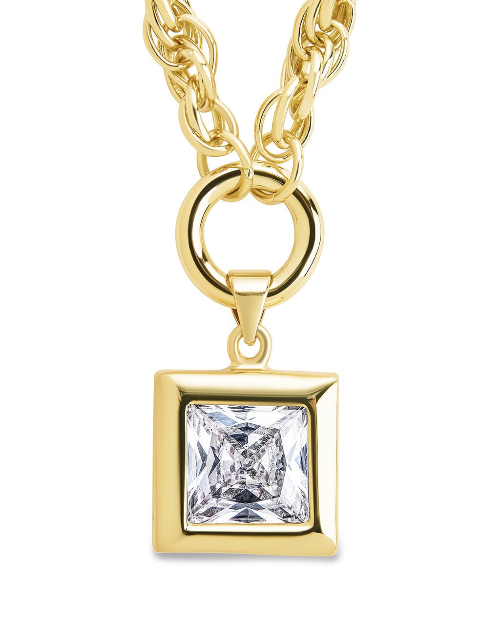Bess CZ Statement Chain Necklace Gold