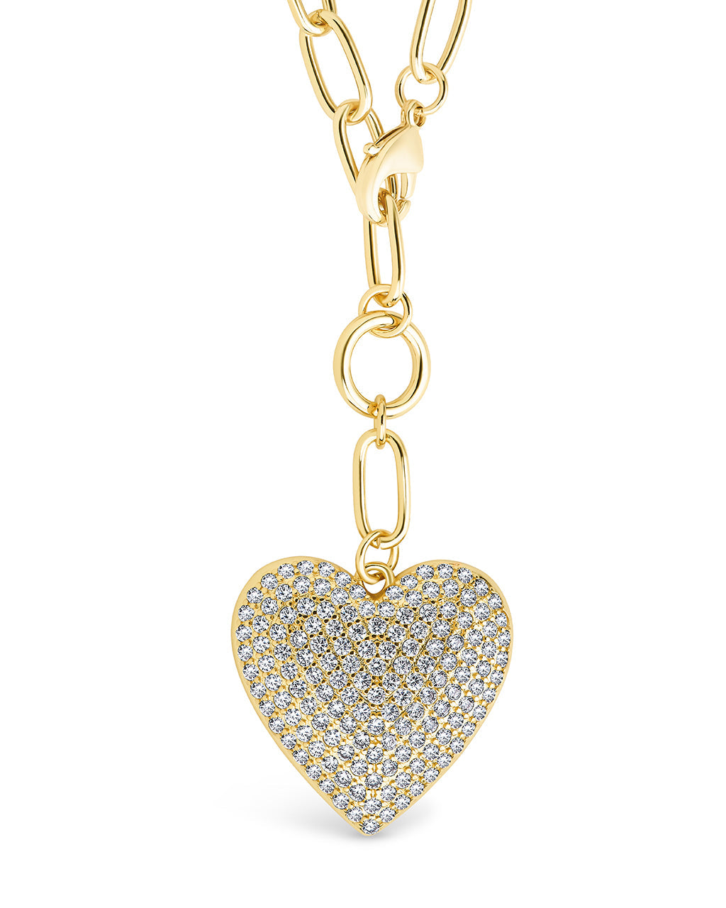 Disco Heart CZ Statement Necklace Gold