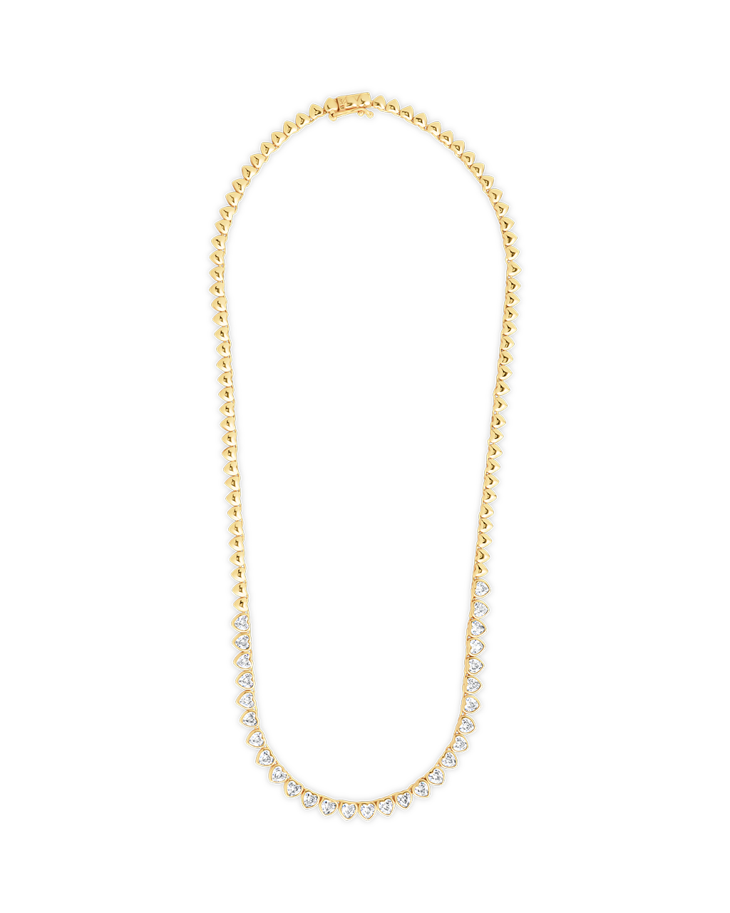 Stephanie Heart CZ Tennis Necklace Gold