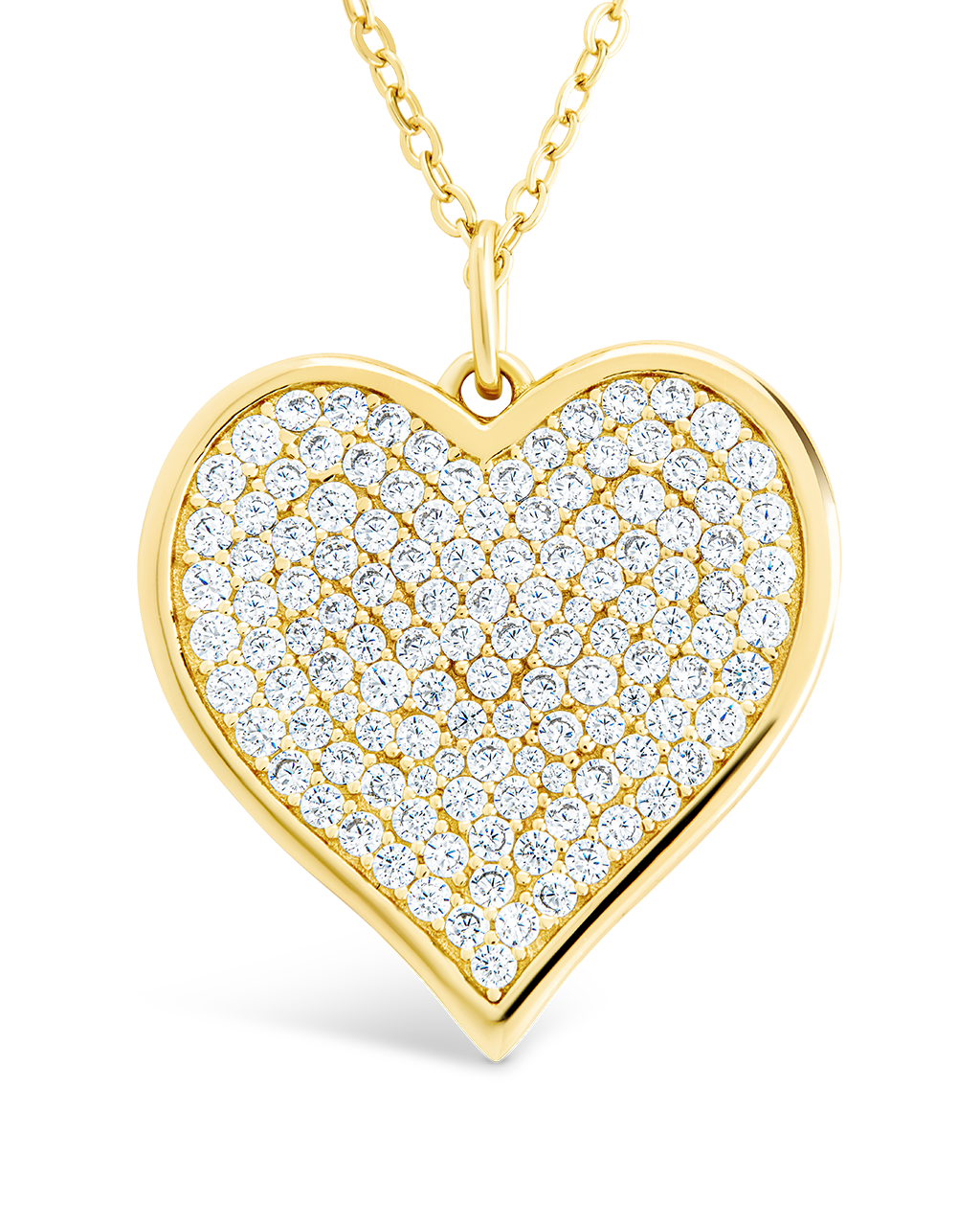Sterling Silver CZ Statement Heart Pendant Gold Small - 20mm Pendant