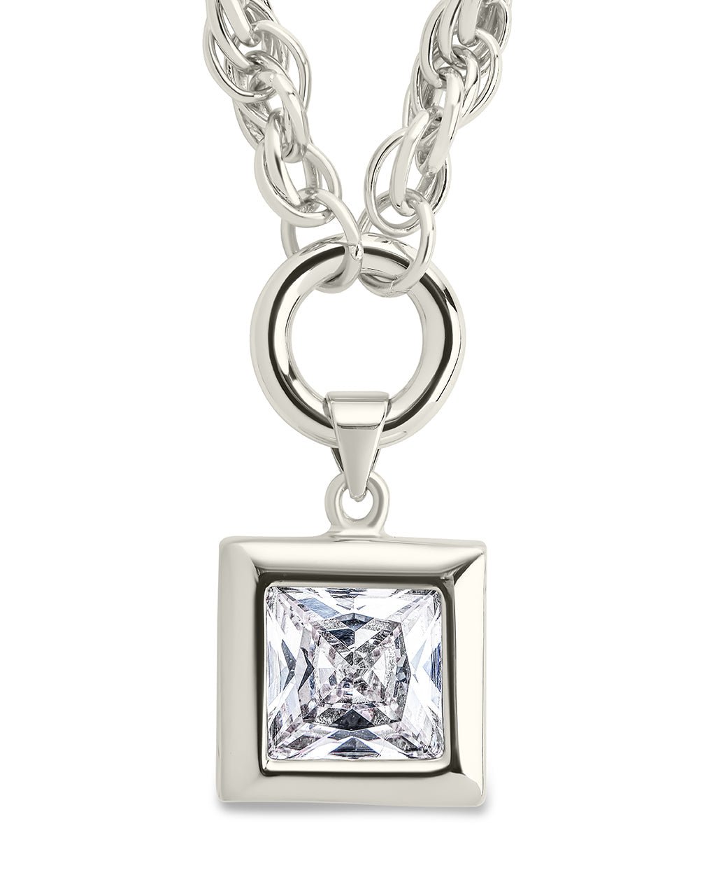 Bess CZ Statement Chain Necklace Silver