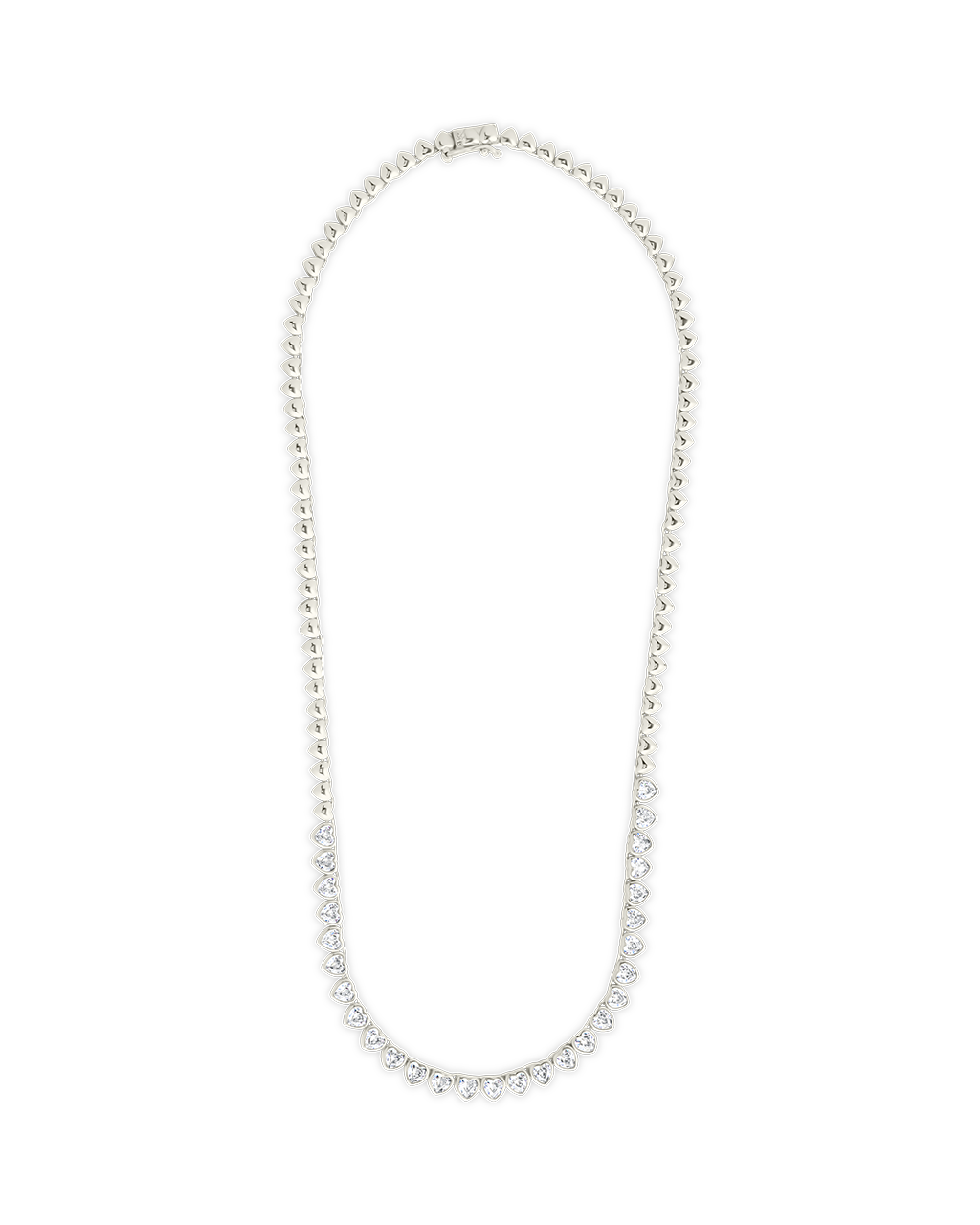 Stephanie Heart CZ Tennis Necklace Silver