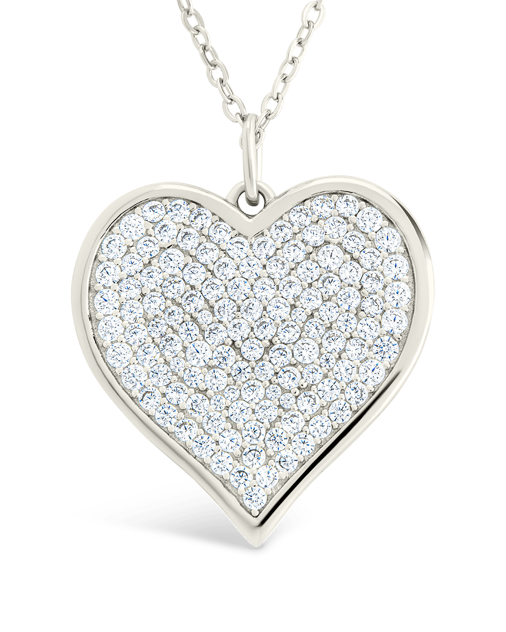 Sterling Silver CZ Statement Heart Pendant Silver Small - 20mm Pendant