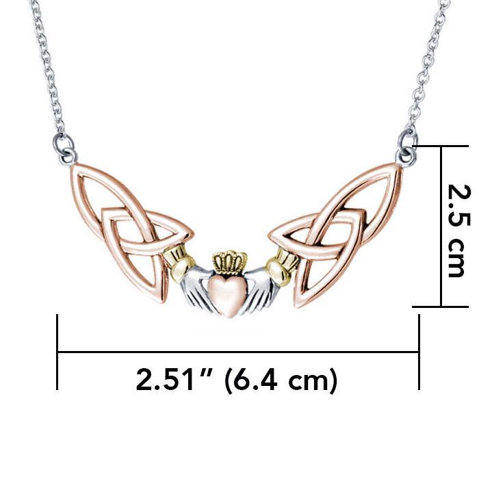 Celtic Claddagh Trinity Knot Three Tone Necklace OTN093