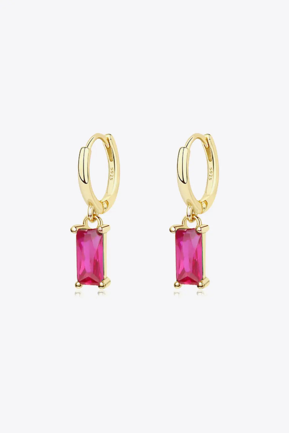 Retro 925 Sterling Silver Cubic Zirconia Drop Earrings Gold Rose One Size