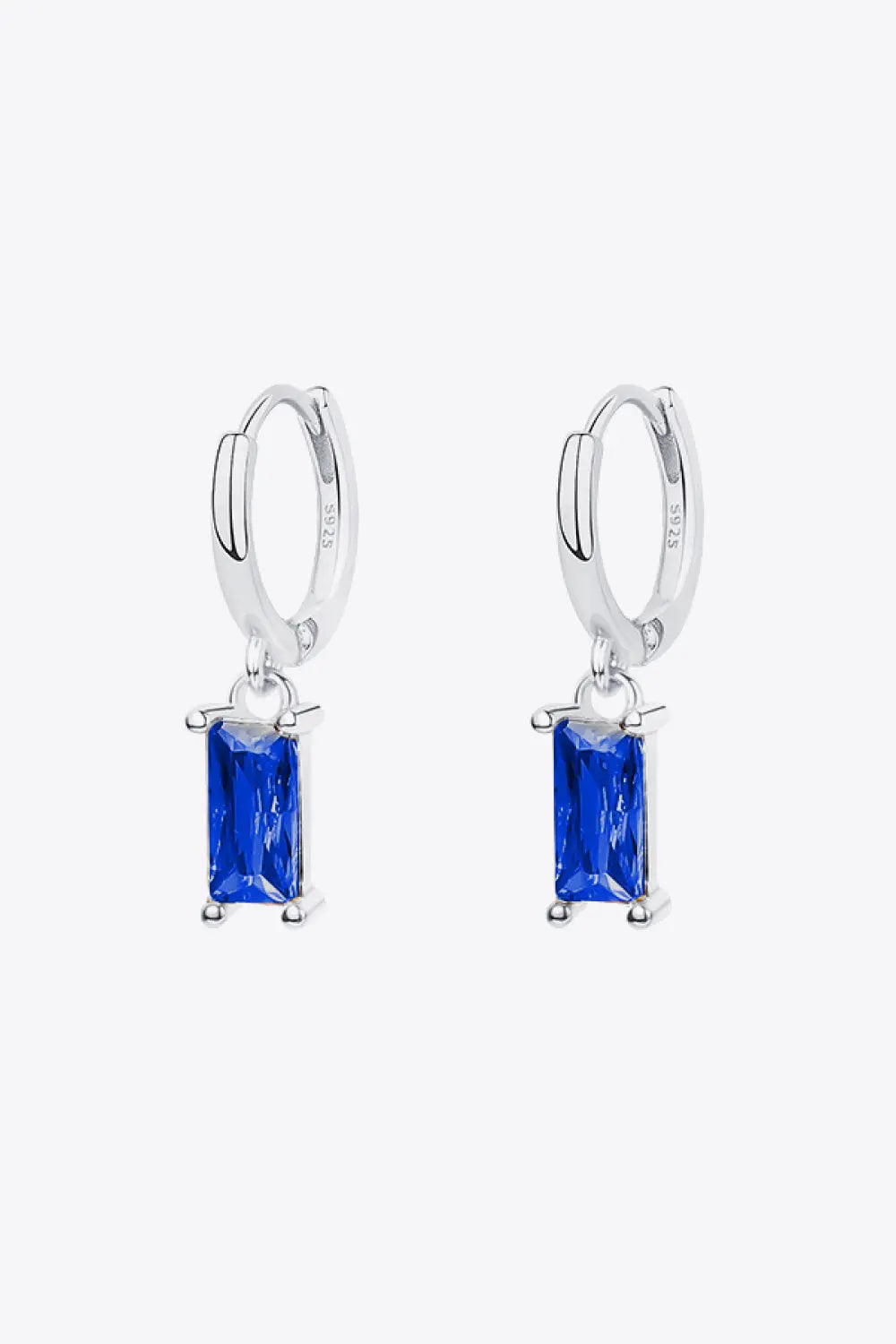 Retro 925 Sterling Silver Cubic Zirconia Drop Earrings Silver Blue One Size