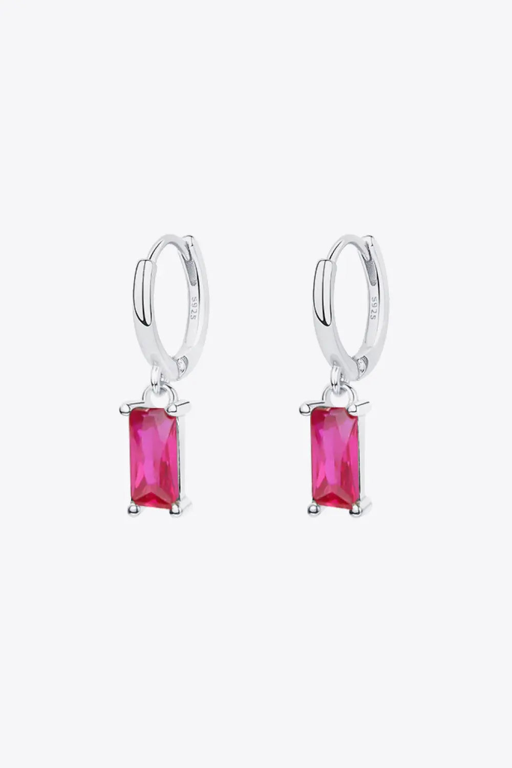 Retro 925 Sterling Silver Cubic Zirconia Drop Earrings Silver Rose One Size