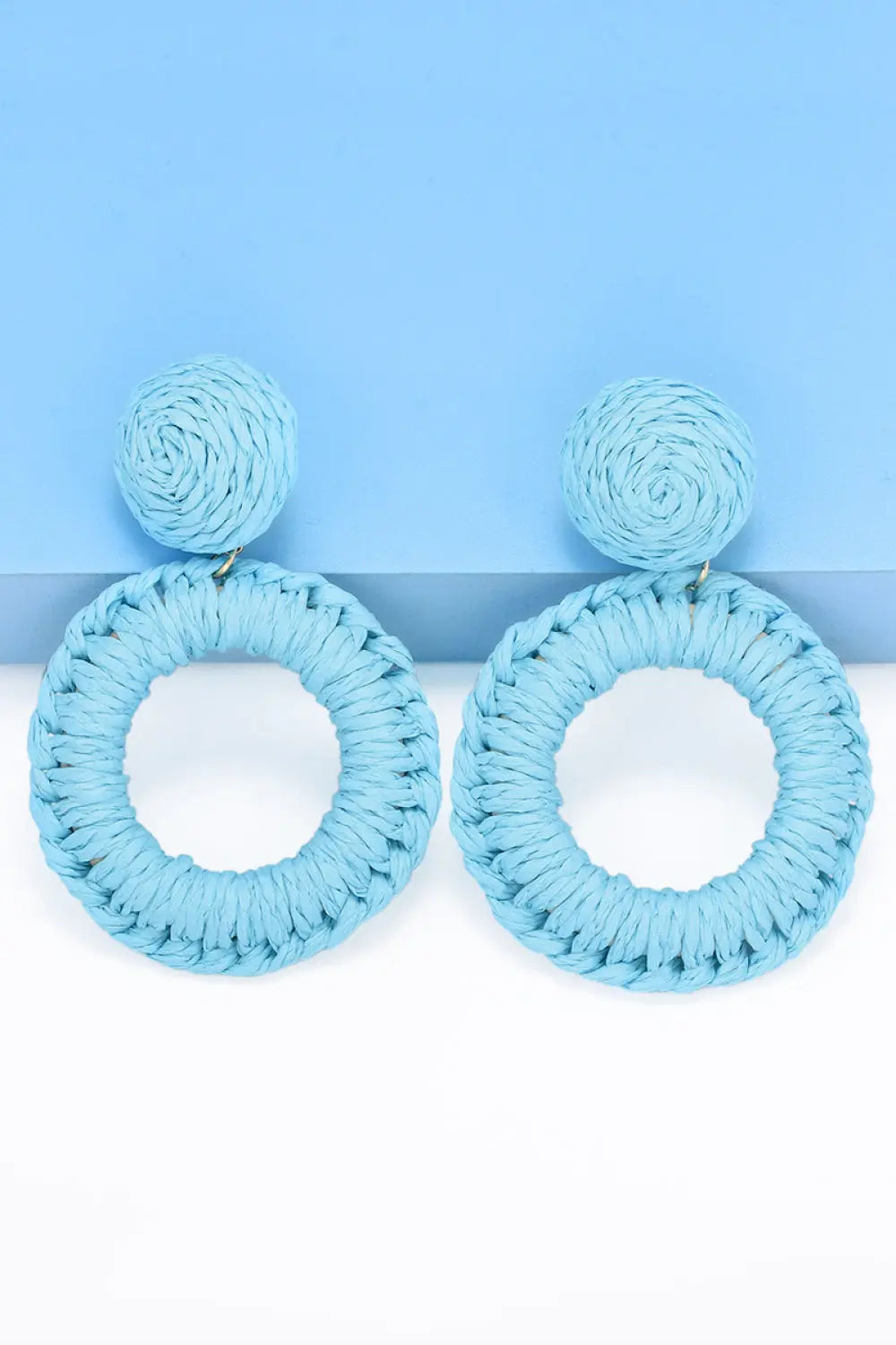 Round Shape Raffia Grass Dangle Earrings