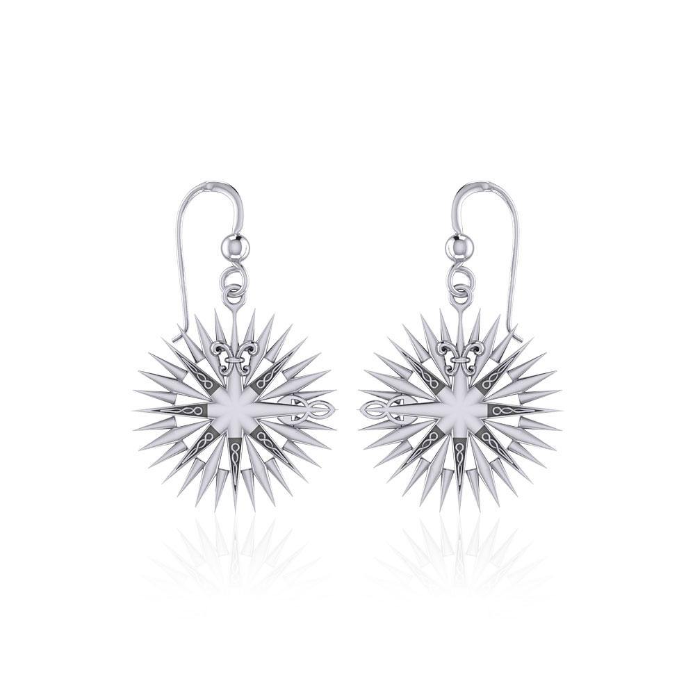 Wonderful Celtic Compass Rose Silver Earrings TER1765