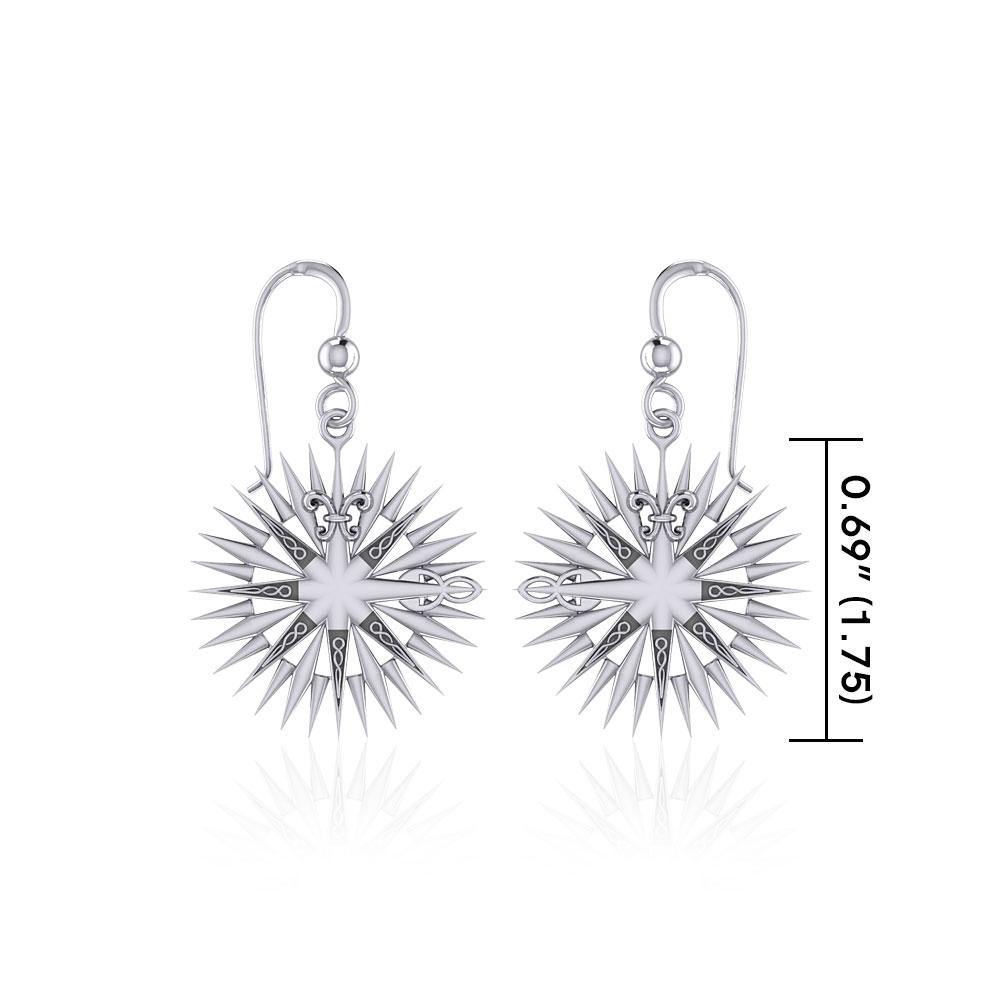 Wonderful Celtic Compass Rose Silver Earrings TER1765