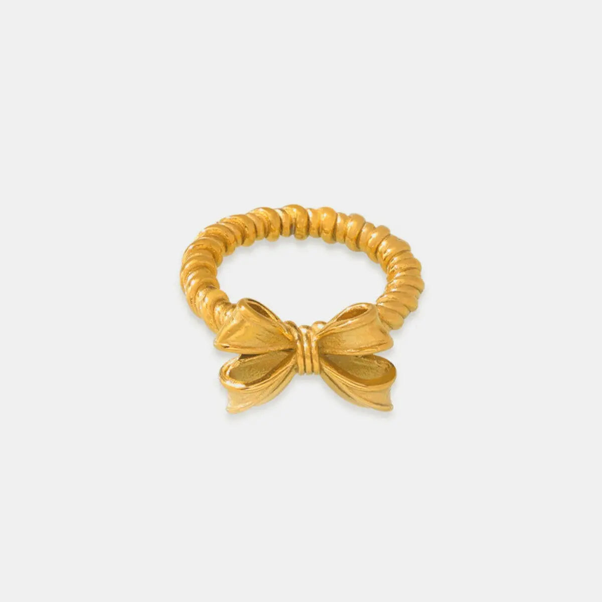 Twisted Titanium Steel Bow Ring Gold