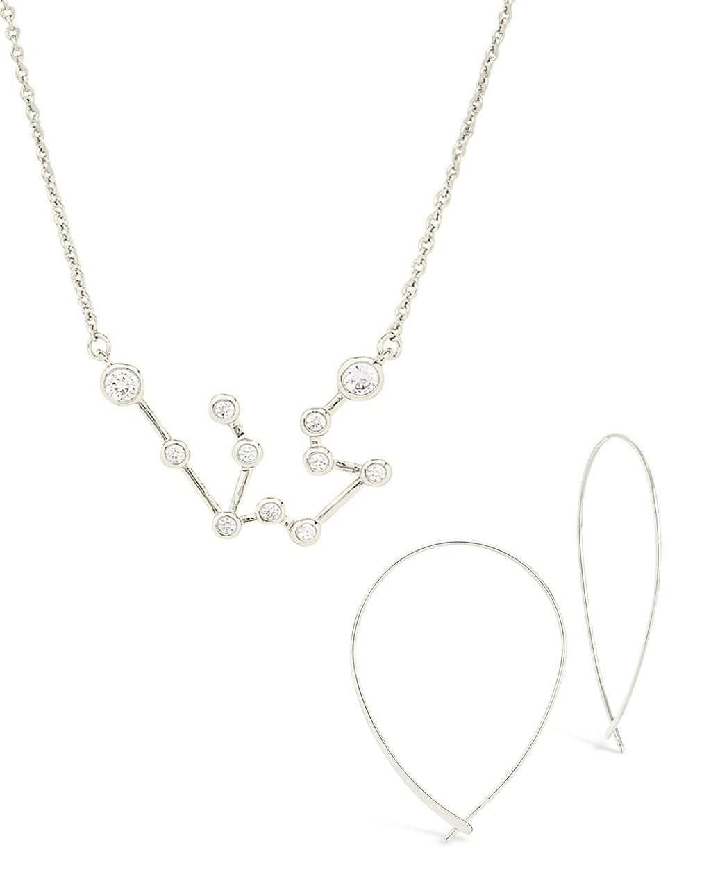 'When Stars Align Set' - Constellation Necklace & Delicate Threader Earrings Silver