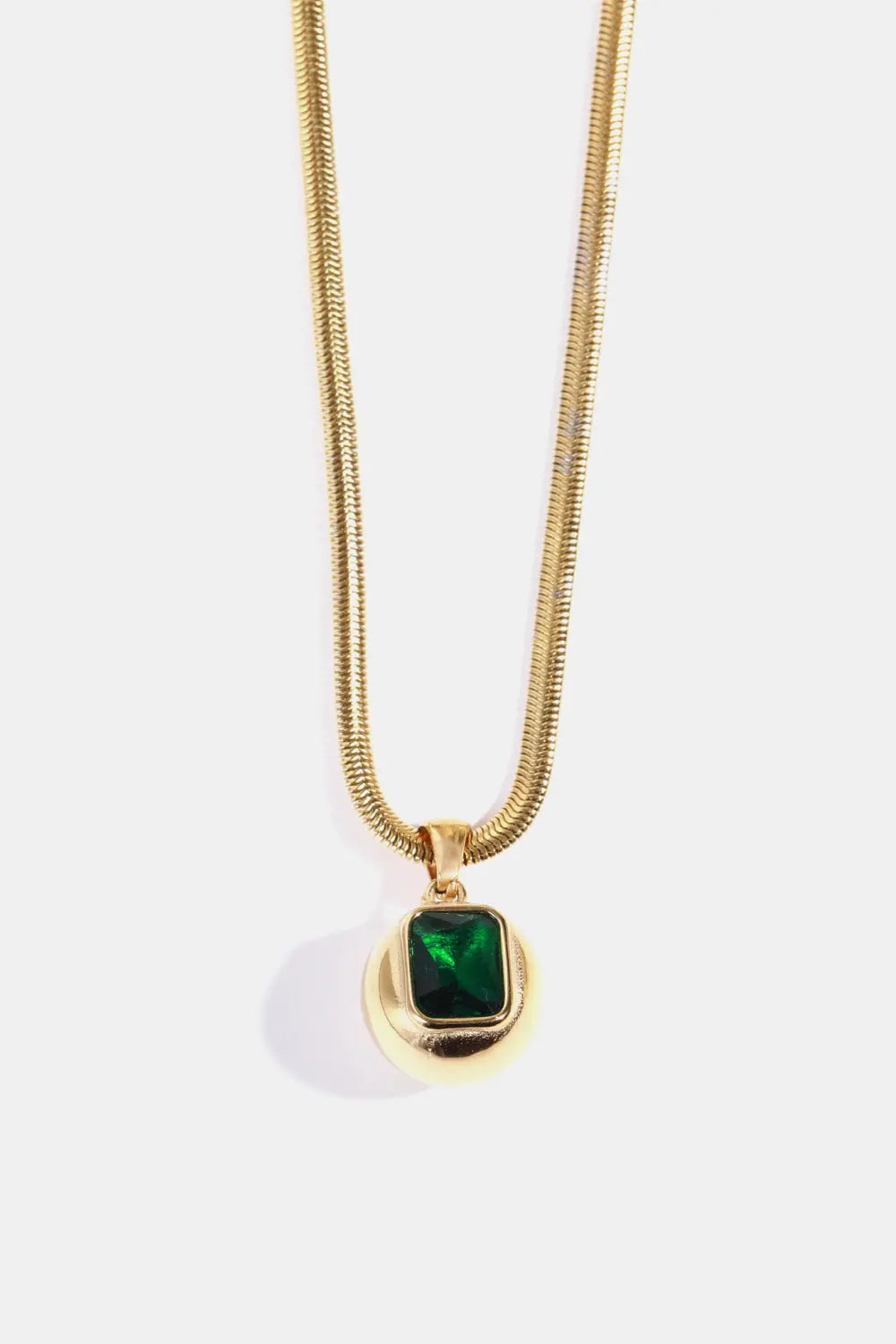 Zircon 18K Gold-Plated Geometrical Shape Pendant Necklace Dark Green One Size