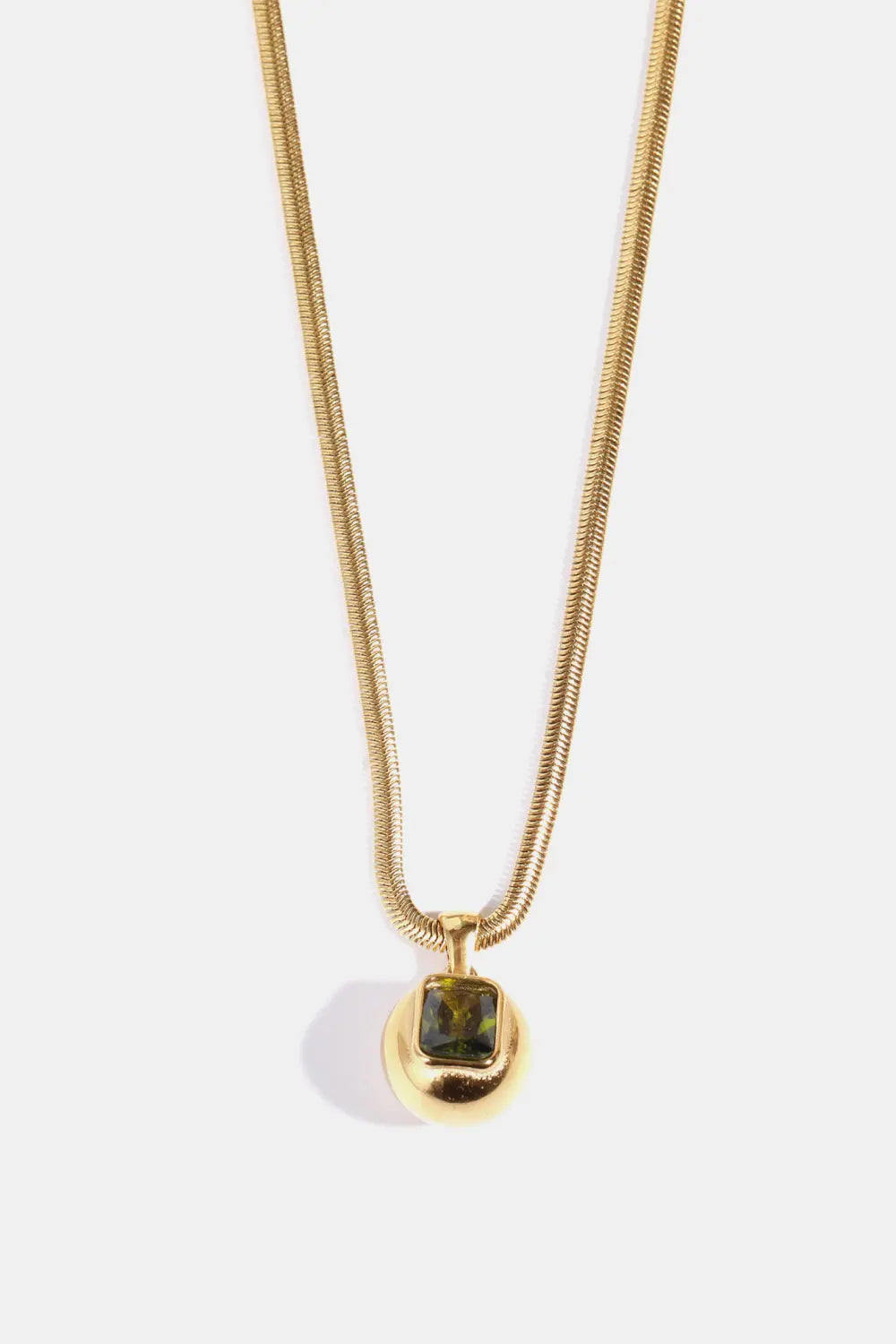 Zircon 18K Gold-Plated Geometrical Shape Pendant Necklace Olive One Size