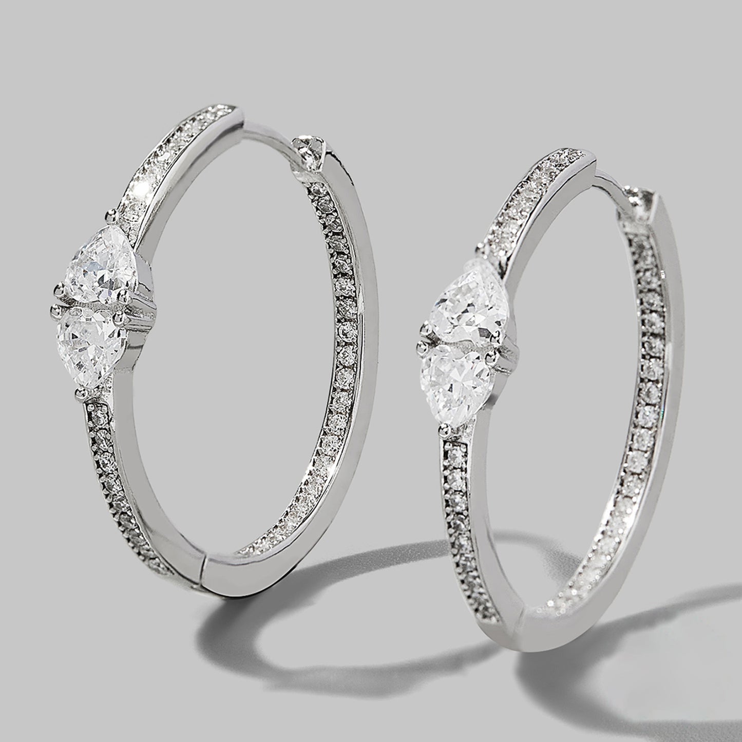 Inlaid Zircon 925 Sterling Silver Earrings Silver One Size