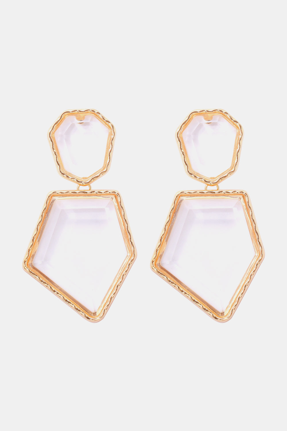 Geometrical Shape Zinc Alloy Frame Resin Dangle Earrings White One Size