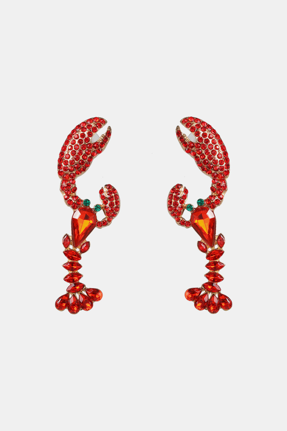 Lobster Shape Glass Stone Dangle Earrings Style B One Size
