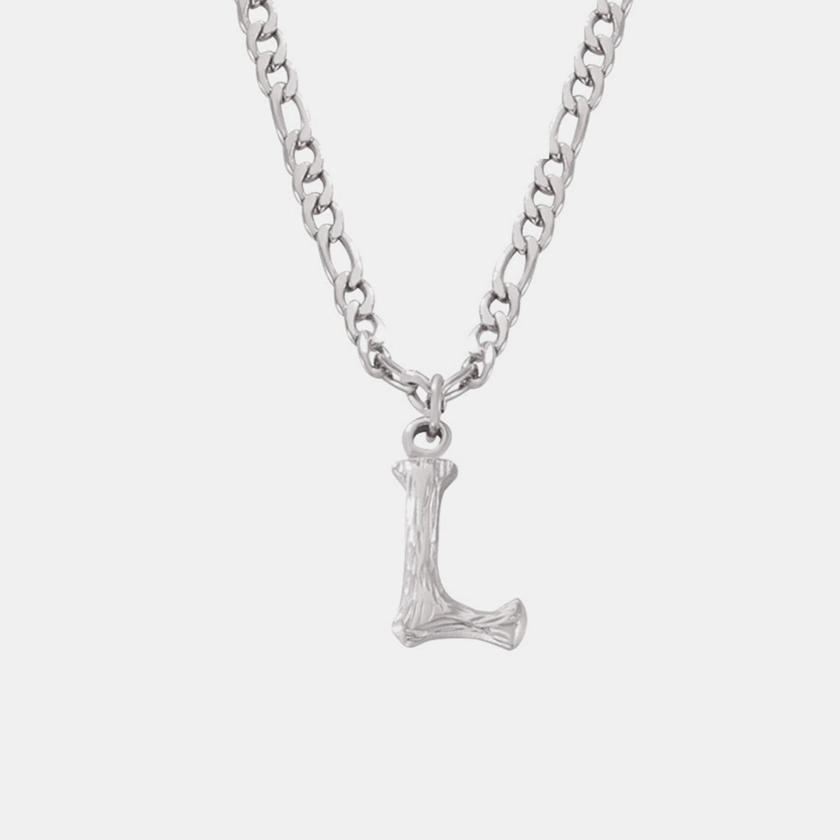 Titanium Steel Letter Pendant Necklace Style L One Size