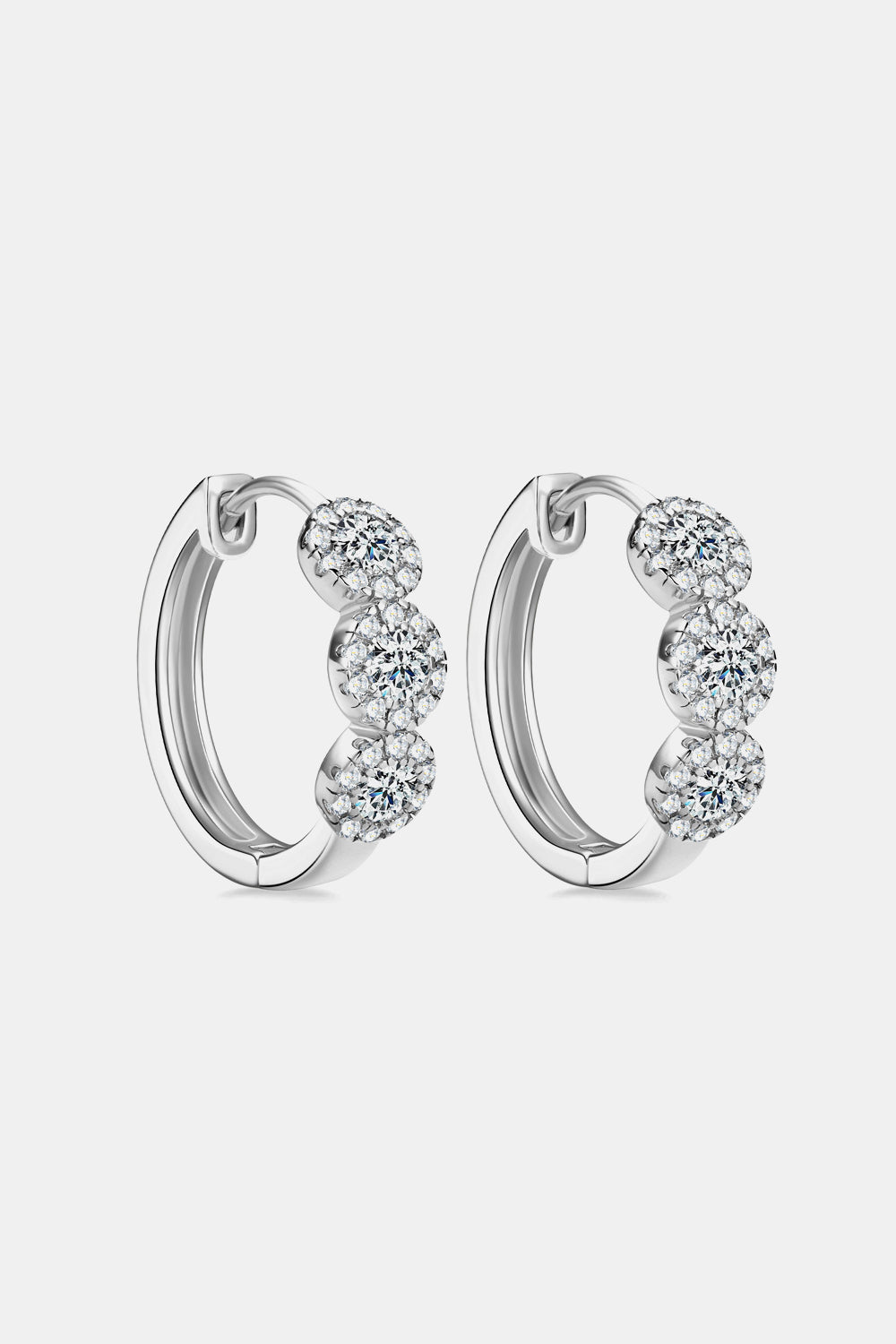 Moissanite 925 Sterling Silver Huggie Earrings Silver One Size