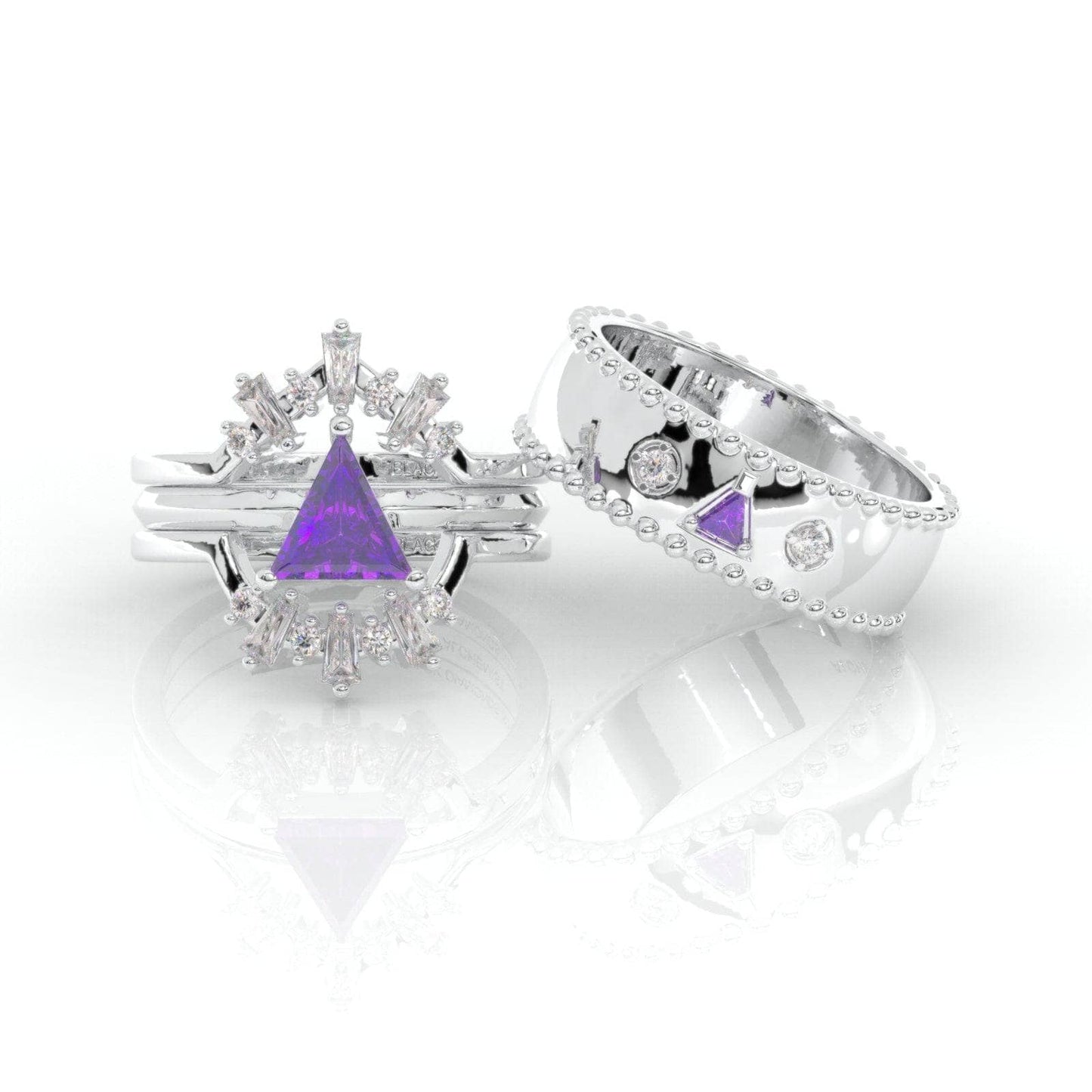 Alchemist 3 Piece Ring Set (Women)- 14k Rose Gold Video Game Inspired Rings