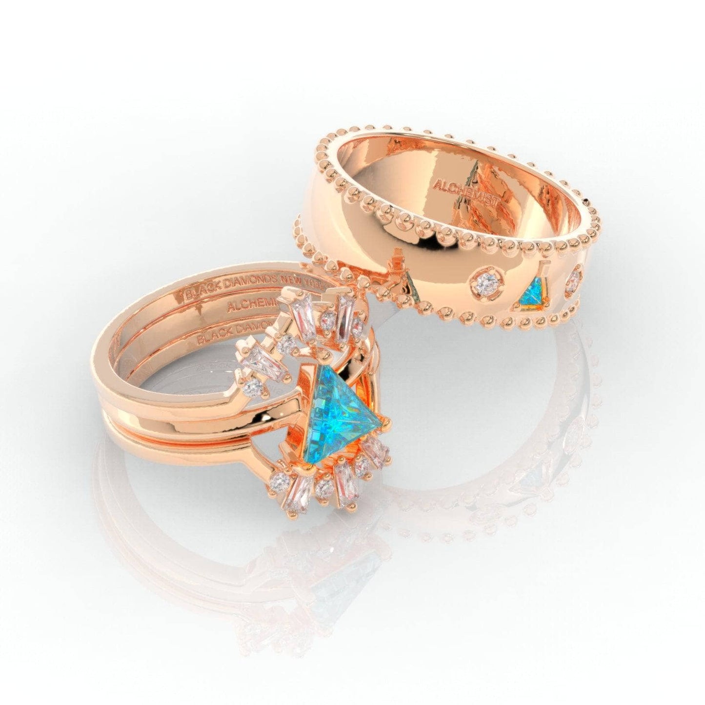 Alchemist 3 Piece Ring Set (Women)- 14k Rose Gold Video Game Inspired Rings
