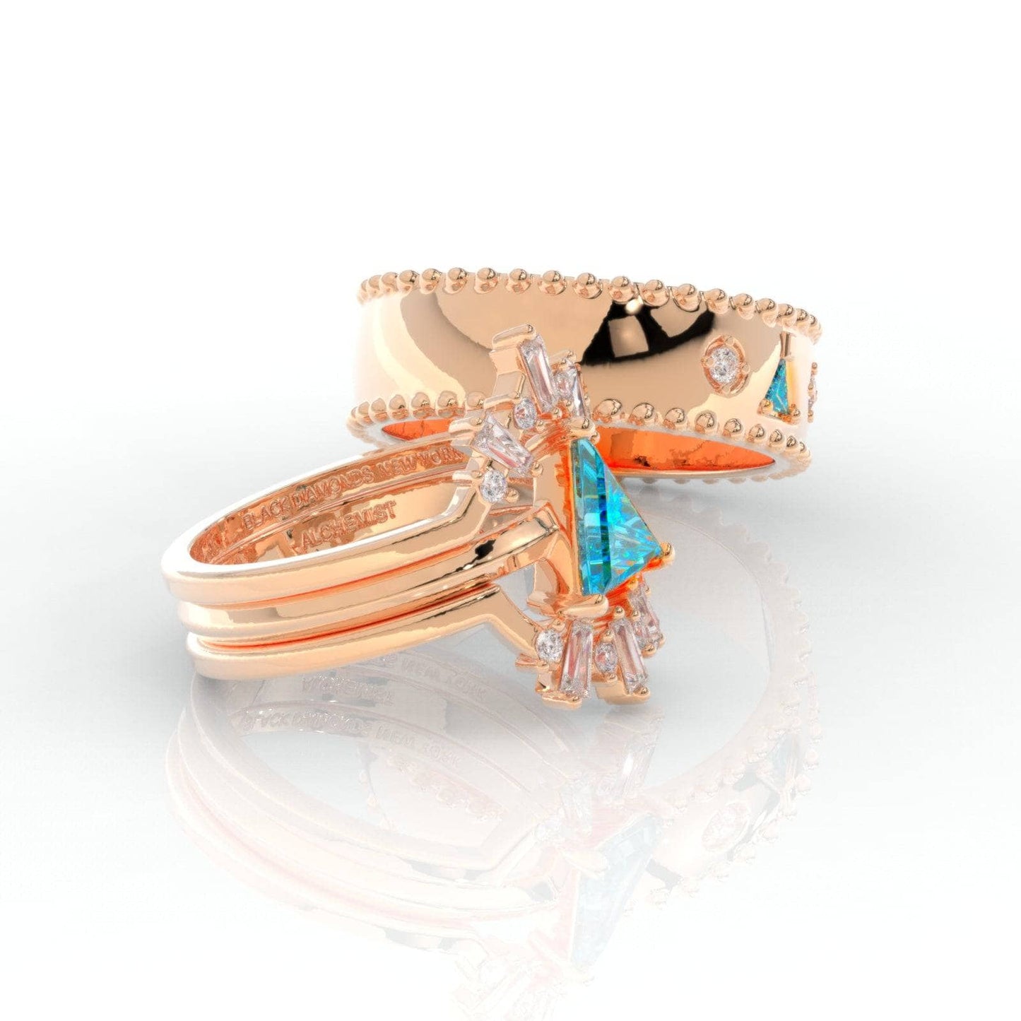 Alchemist 3 Piece Ring Set (Women)- 14k Rose Gold Video Game Inspired Rings