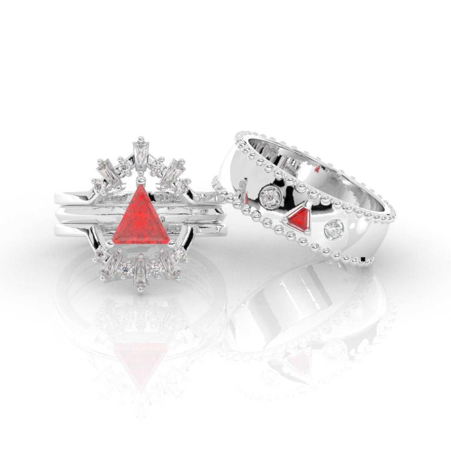Alchemist 3 Piece Ring Set (Women)- 14k Rose Gold Video Game Inspired Rings