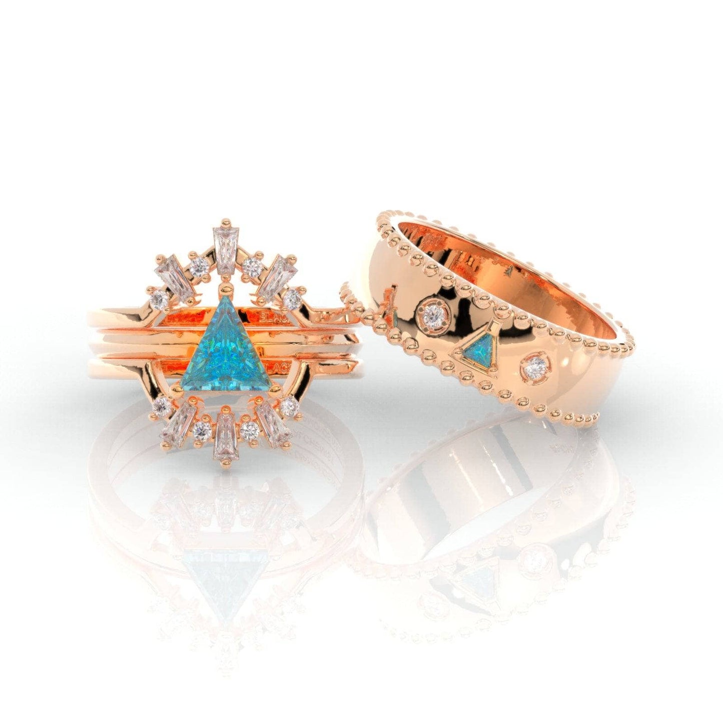 Alchemist 3 Piece Ring Set (Women)- 14k Rose Gold Video Game Inspired Rings