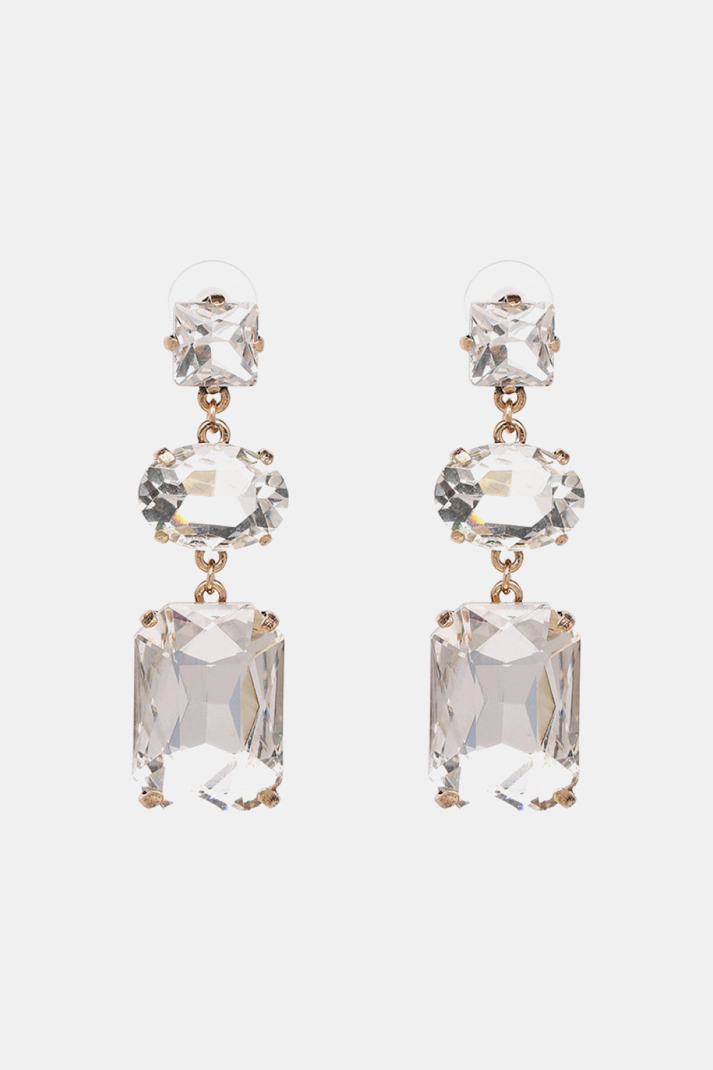 Geometrical Shape Glass Dangle Earrings Transparent One Size