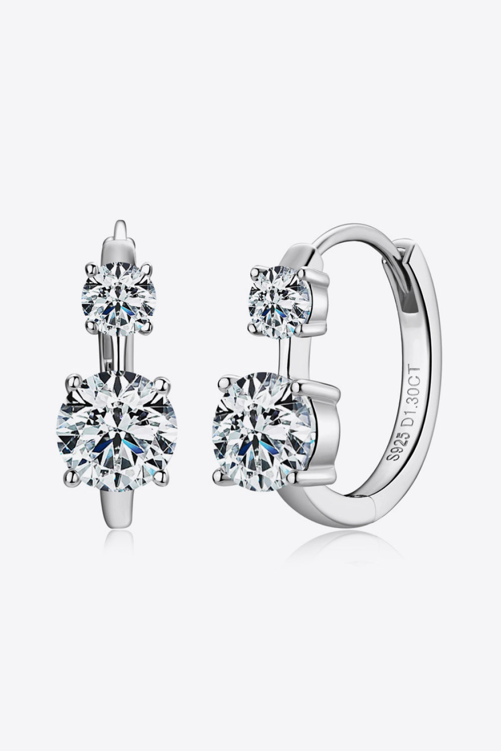 1.3 Carat Moissanite 925 Sterling Silver Earrings Silver One Size