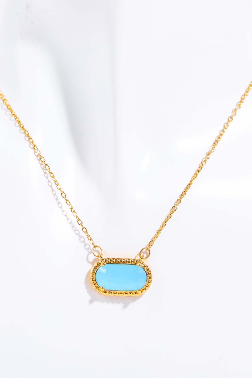Copper 14K Gold-Plated Pendant Necklace Sky Blue One Size