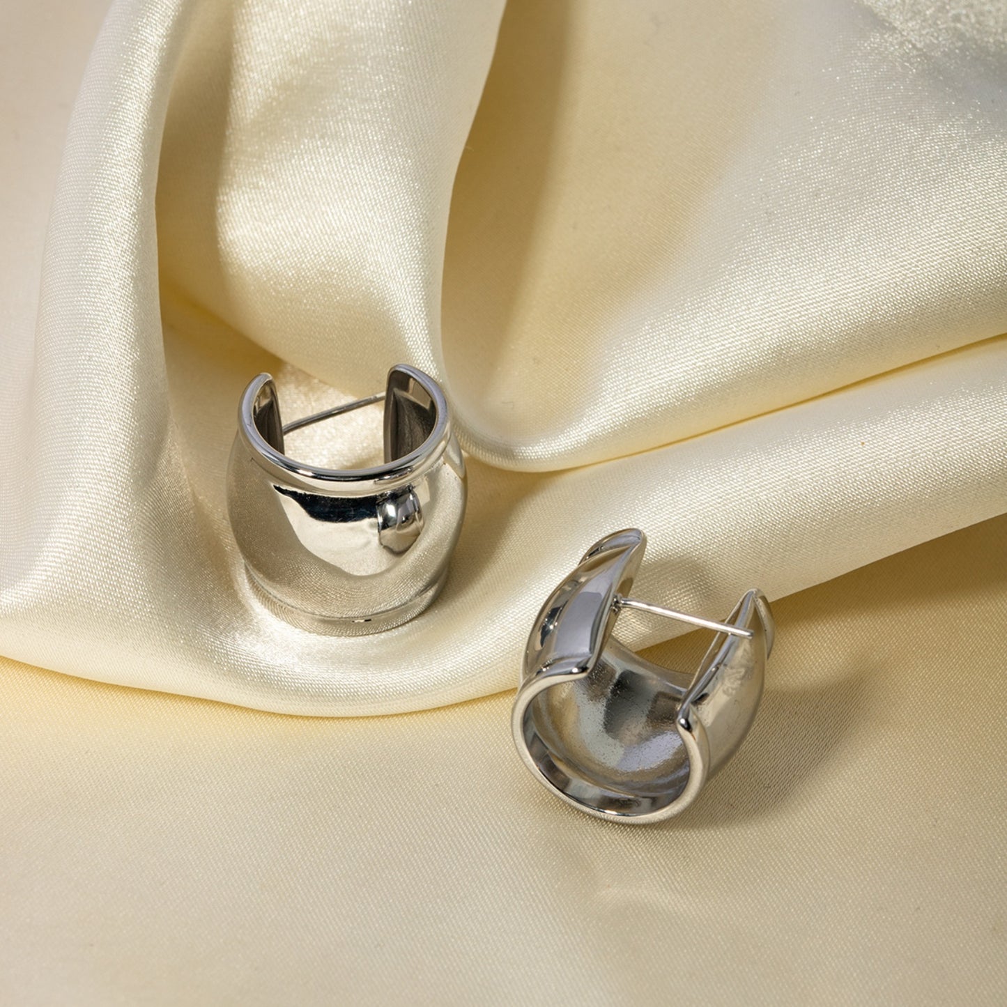 Stainless Steel C-Hoop Earrings Silver One Size