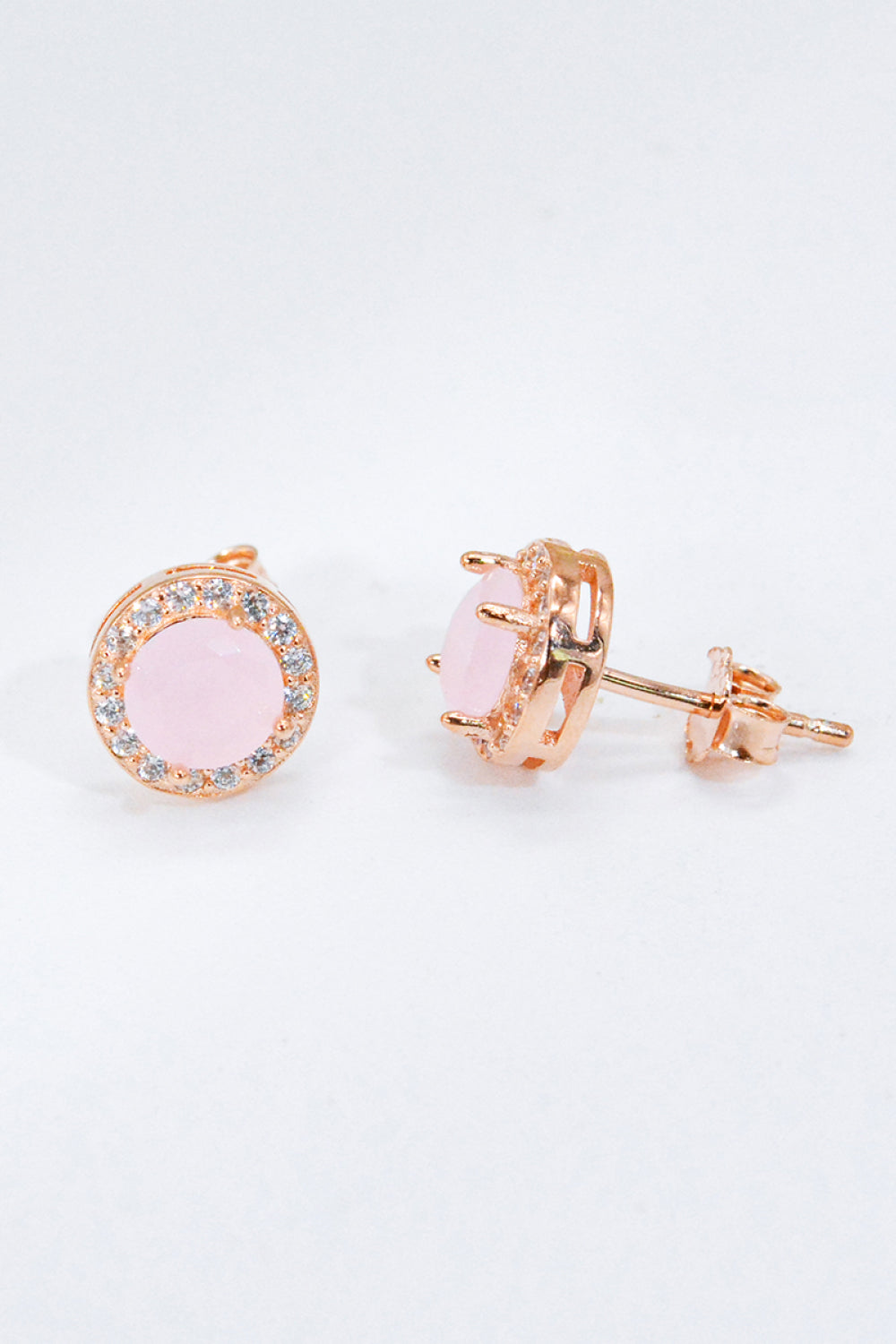 Give It To You 925 Sterling Silver Quartz Earrings Rose Gold One Size