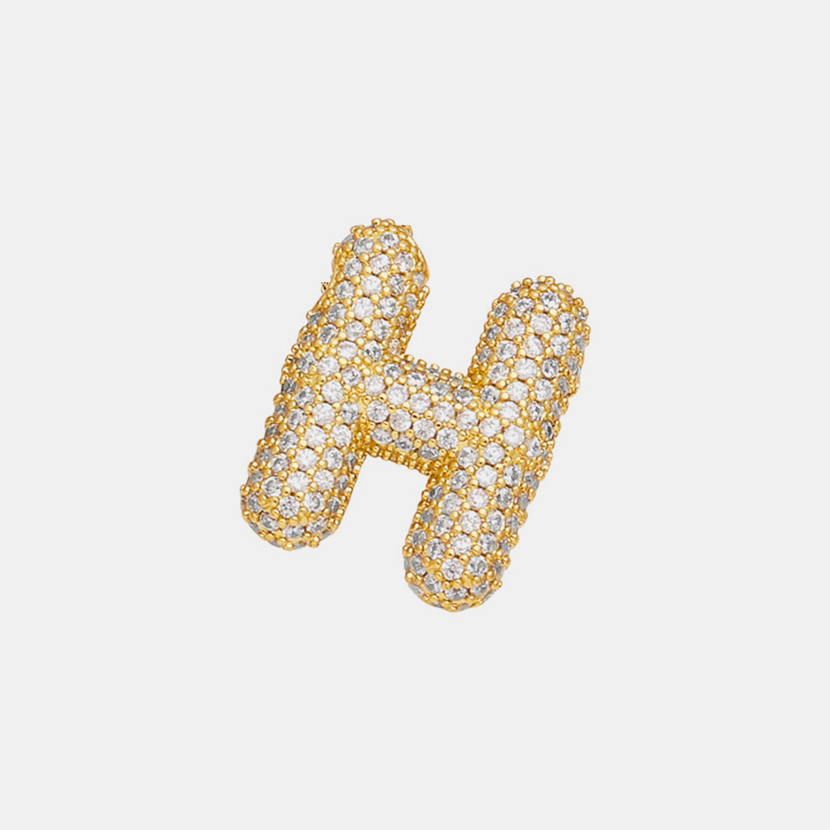 Inlaid Zircon Bubble Initial Necklace Style H One Size