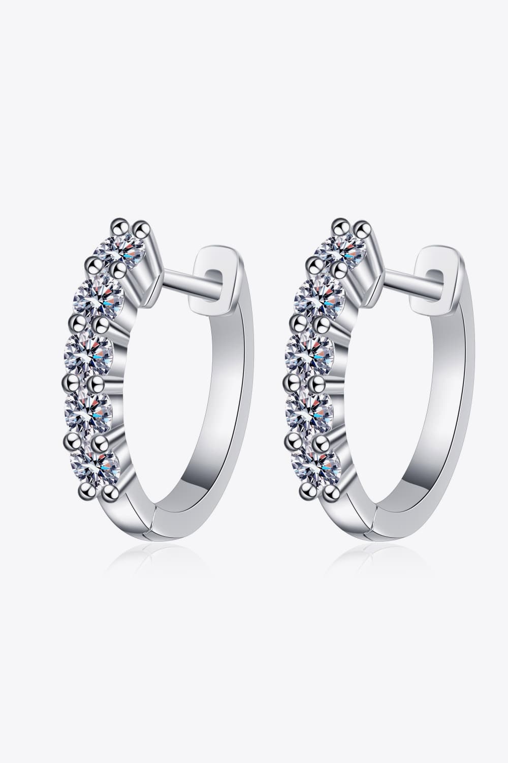 1 Carat Moissanite Hoop Earrings Silver One Size