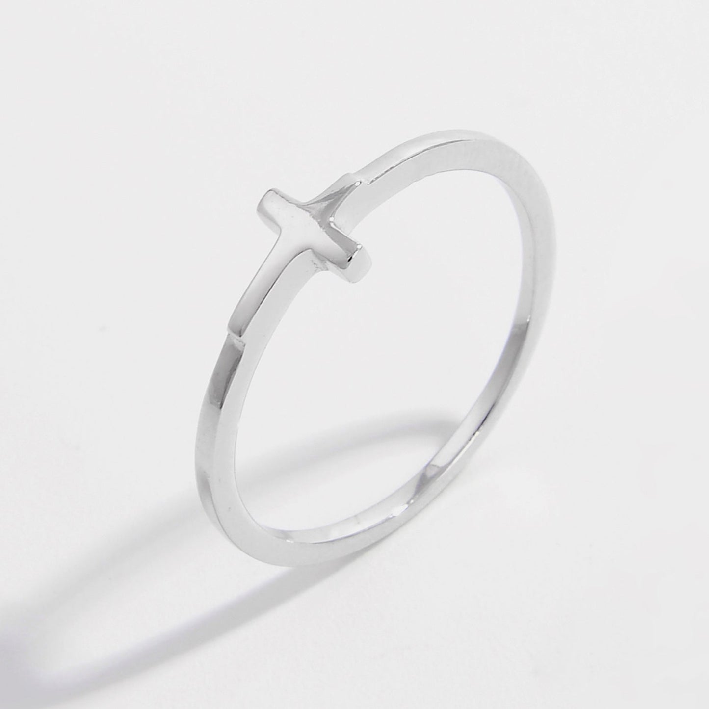 925 Sterling Silver Cross Ring, minimalist design, imported jewelry.