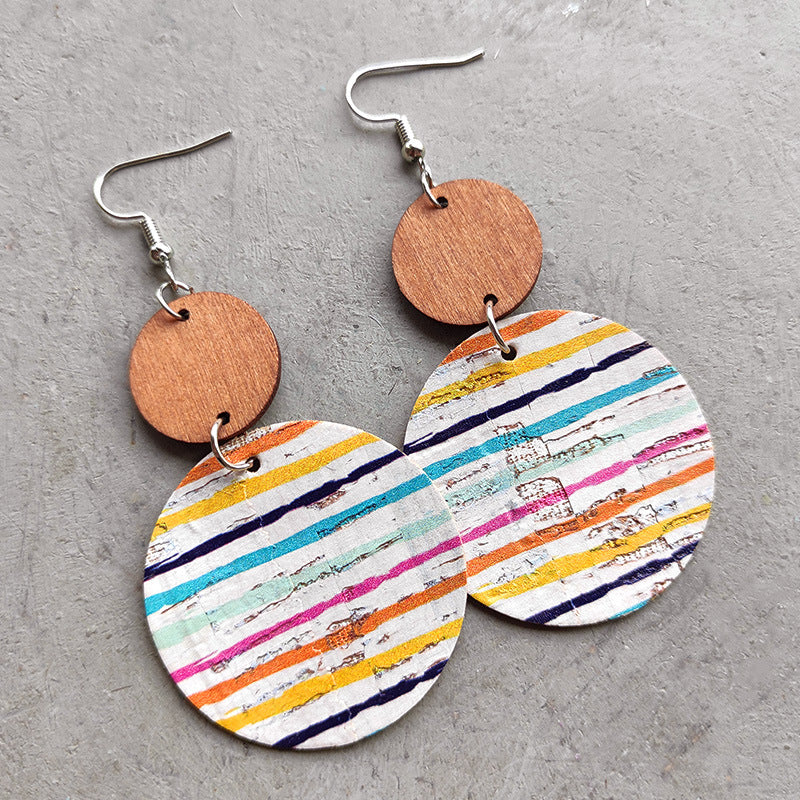 Round Shape Wooden Dangle Earrings Style A One Size