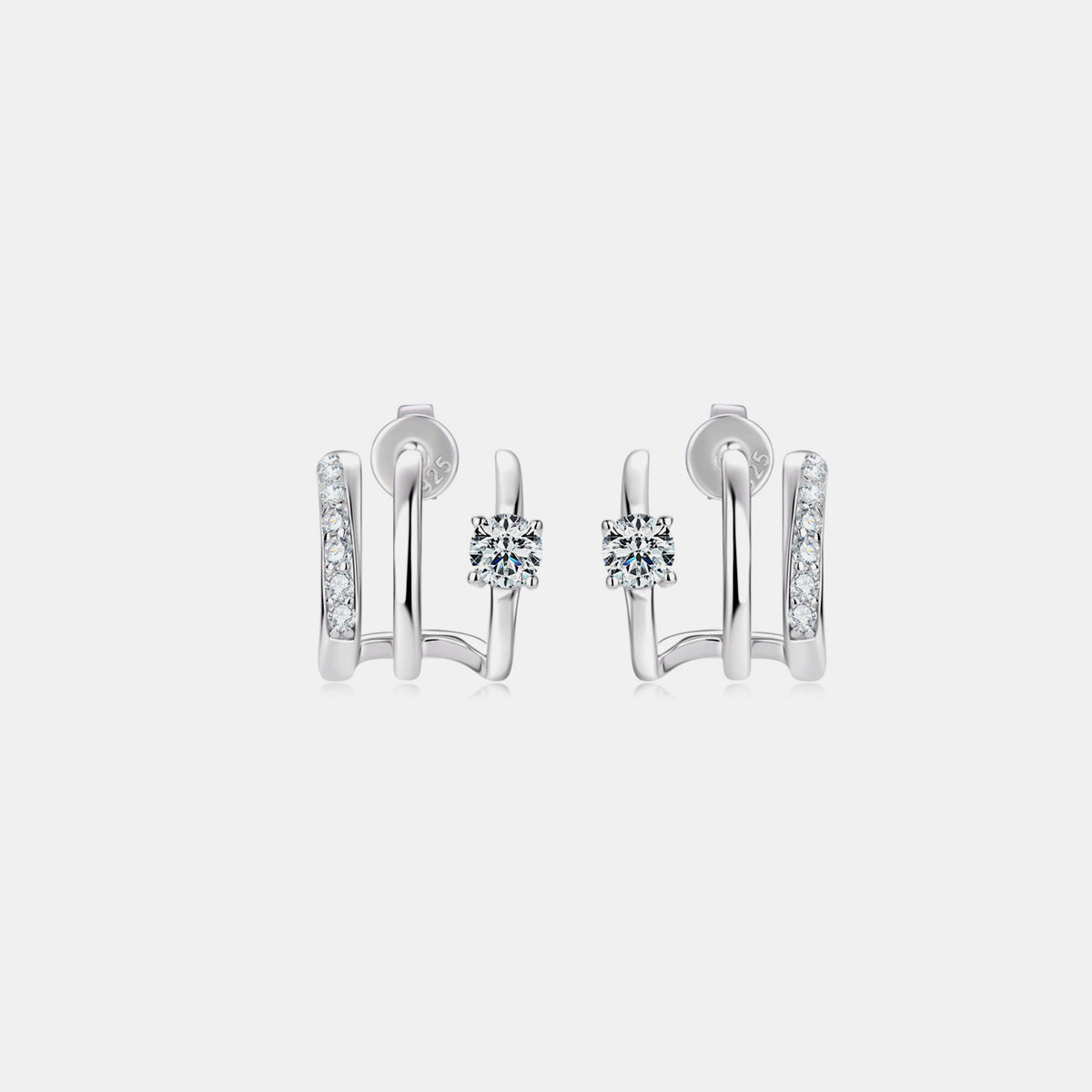 Moissanite 925 Sterling Silver Earrings Silver One Size