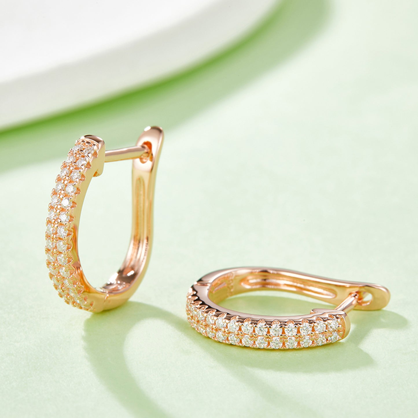 Moissanite 925 Sterling Silver Huggie Earrings Rose Gold One Size