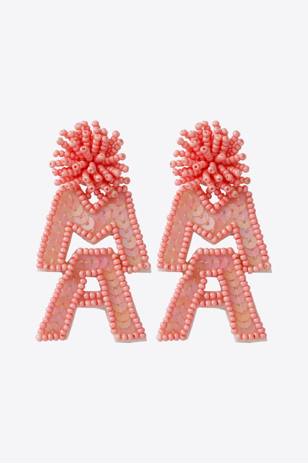 MAMA Beaded Dangle Earrings Coral One Size