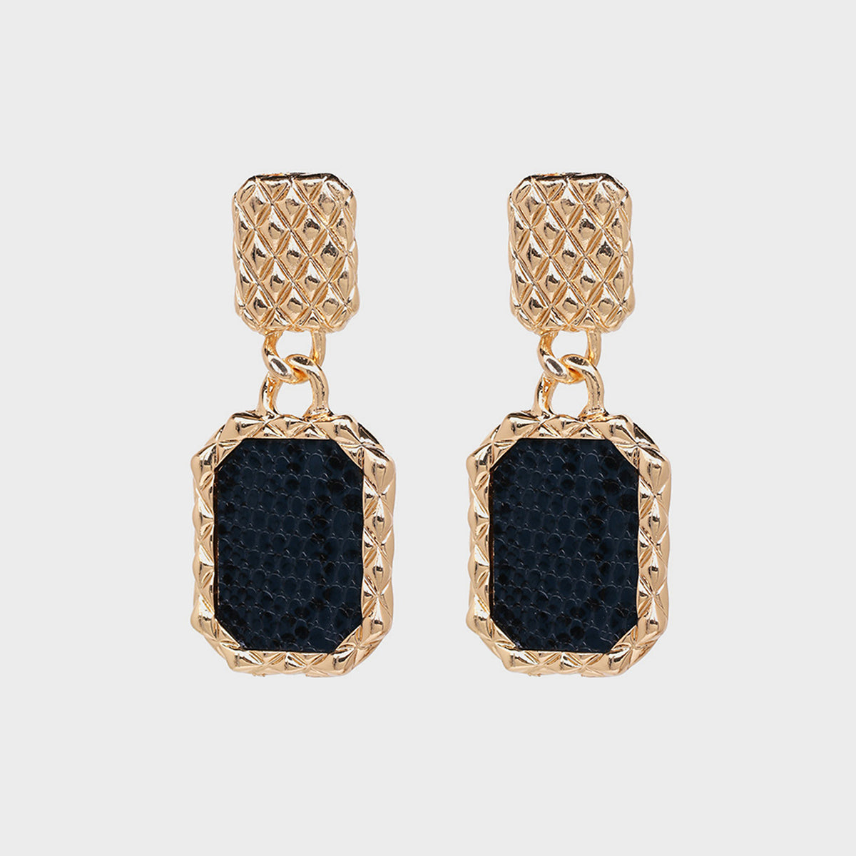 Geometric Alloy Dangle Earrings Dark Blue One Size