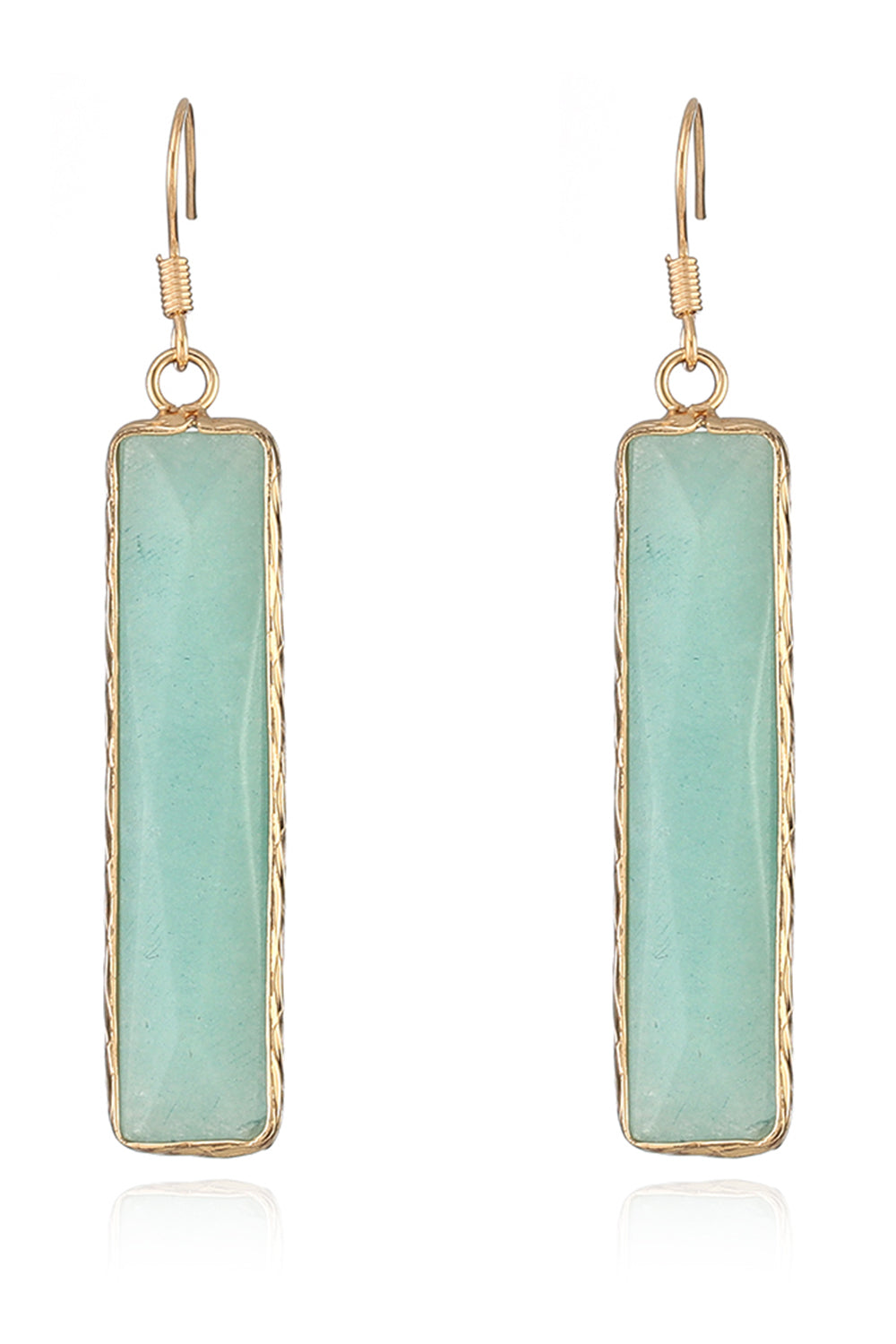 Natural Stone Drop Earrings Light Green One Size