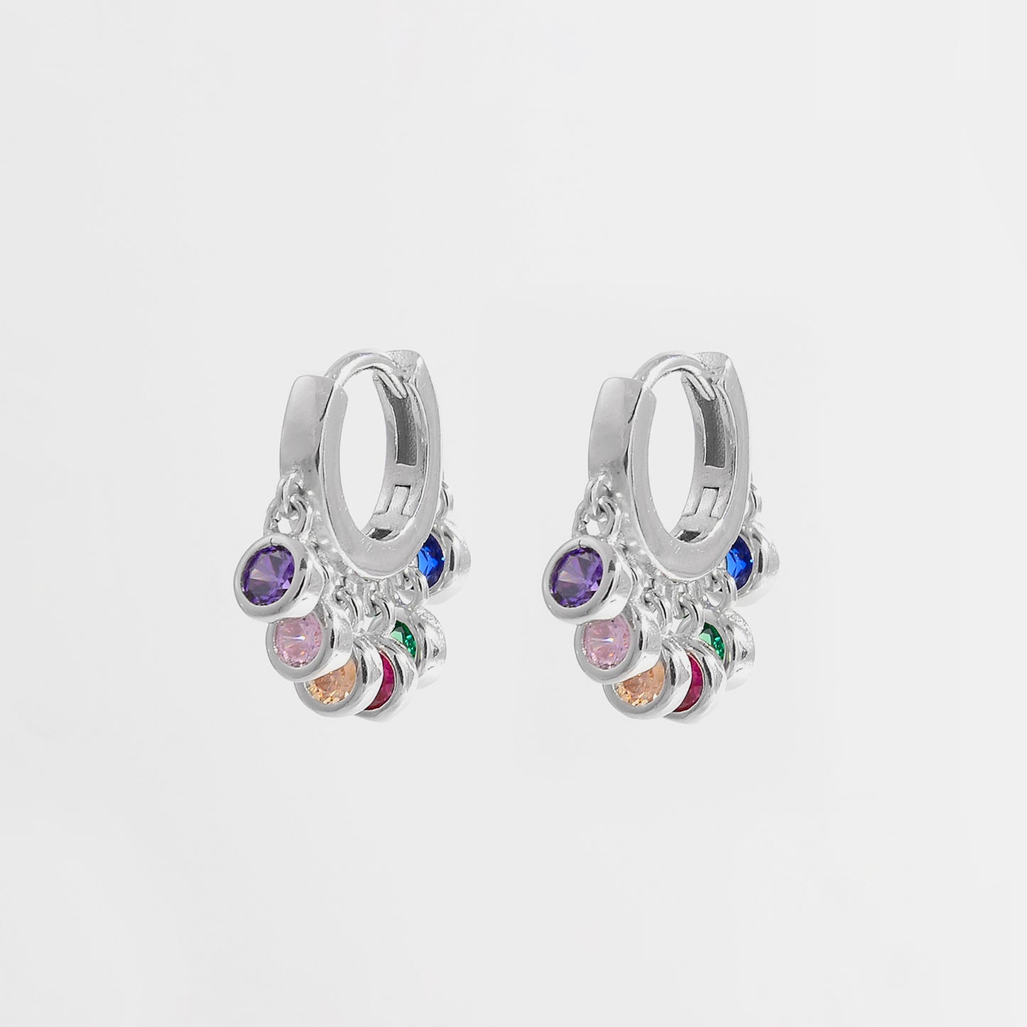 Zircon 925 Sterling Silver Huggie Earrings Silver One Size