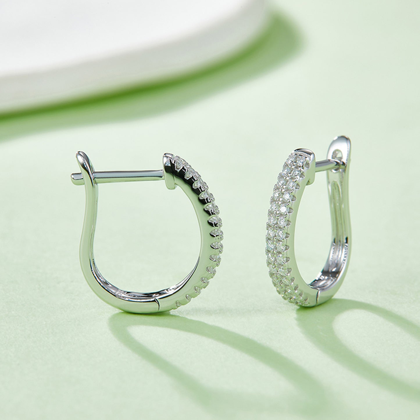 Moissanite 925 Sterling Silver Huggie Earrings Silver One Size