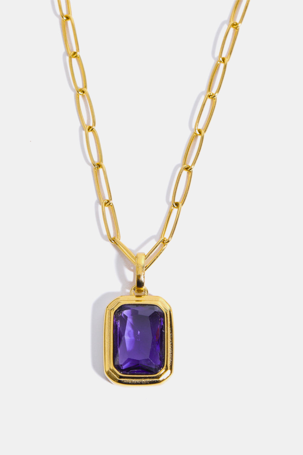 Zircon 18K Gold-Plated Geometrical Shape Pendant Necklace Purple One Size