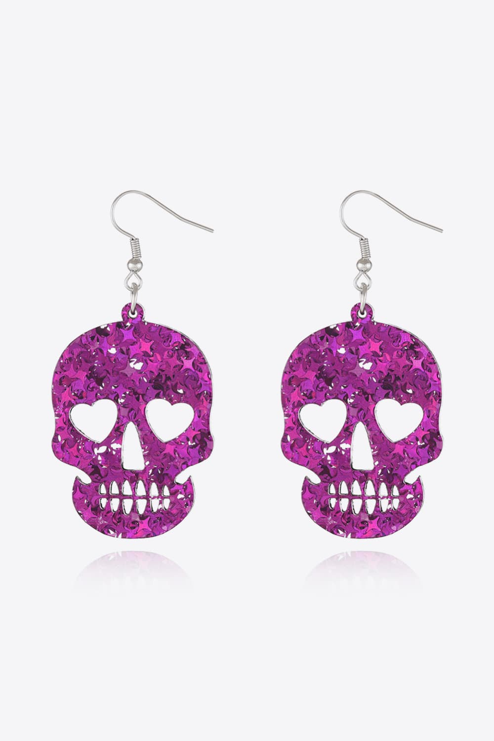 Acrylic Skull Drop Earrings Red-Violet One Size