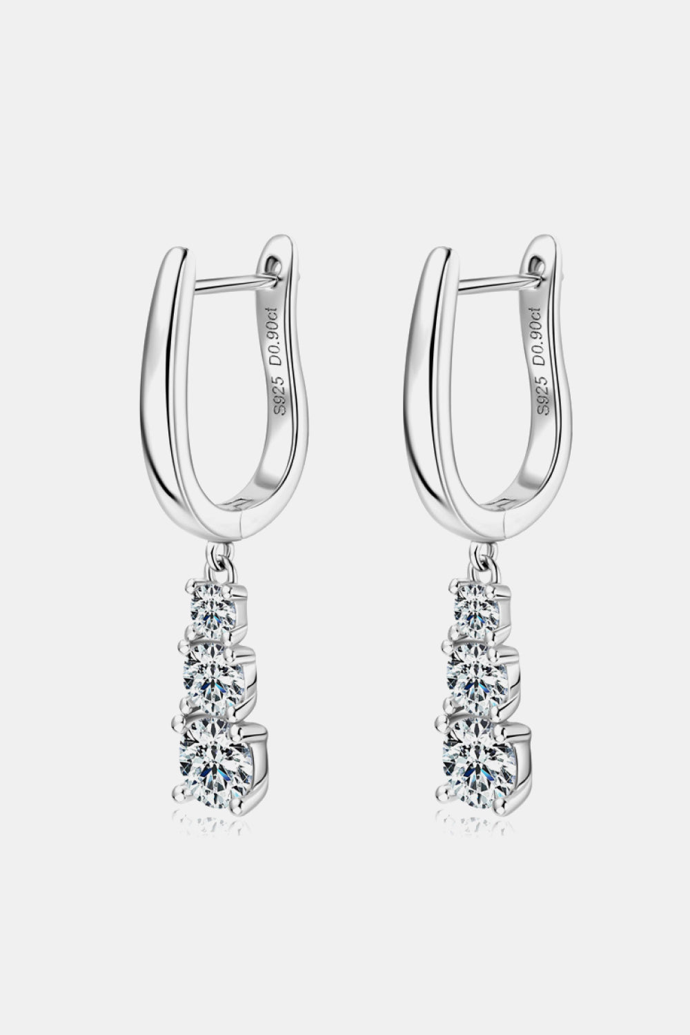 1.8 Carat Moissanite 925 Sterling Silver Drop Earrings Silver One Size
